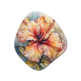 Orange Grey Hibiscus Euphoria II - Asymmetric Metal Wall Art