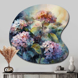 Purple Green Hydreangea II - Asymmetric Metal Wall Art