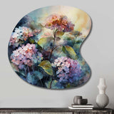 Purple Green Hydreangea II - Asymmetric Metal Wall Art