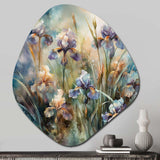 Purple Green Wild Iri S I - Asymmetric Metal Wall Art