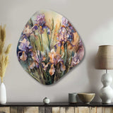 Purple Green Wild Iri S II - Asymmetric Metal Wall Art