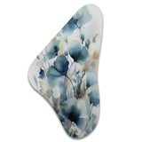 Blue Leaf Foliage And Flowers I - Asymmetric Metal Wall Art