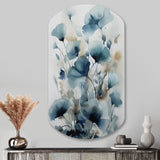 Blue Leaf Foliage And Flowers I - Asymmetric Metal Wall Art