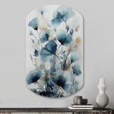 Blue Leaf Foliage And Flowers I - Asymmetric Metal Wall Art