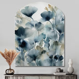 Blue Leaf Foliage And Flowers II - Asymmetric Metal Wall Art