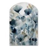 Blue Leaf Foliage And Flowers II - Asymmetric Metal Wall Art