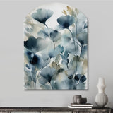 Blue Leaf Foliage And Flowers II - Asymmetric Metal Wall Art