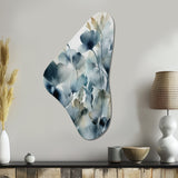 Blue Leaf Foliage And Flowers II - Asymmetric Metal Wall Art