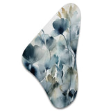 Blue Leaf Foliage And Flowers II - Asymmetric Metal Wall Art