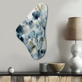 Blue Leaf Foliage And Flowers II - Asymmetric Metal Wall Art