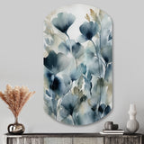 Blue Leaf Foliage And Flowers II - Asymmetric Metal Wall Art