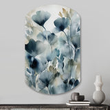 Blue Leaf Foliage And Flowers II - Asymmetric Metal Wall Art