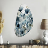 Blue Leaf Foliage And Flowers II - Asymmetric Metal Wall Art