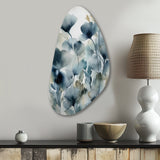 Blue Leaf Foliage And Flowers II - Asymmetric Metal Wall Art