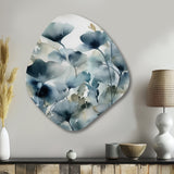 Blue Leaf Foliage And Flowers II - Asymmetric Metal Wall Art