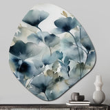 Blue Leaf Foliage And Flowers II - Asymmetric Metal Wall Art