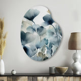 Blue Leaf Foliage And Flowers II - Asymmetric Metal Wall Art