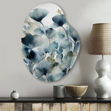 Blue Leaf Foliage And Flowers II - Asymmetric Metal Wall Art