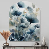 Blue Leaf Foliage And Flowers III - Asymmetric Metal Wall Art