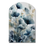 Blue Leaf Foliage And Flowers III - Asymmetric Metal Wall Art