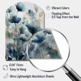 Blue Leaf Foliage And Flowers III - Asymmetric Metal Wall Art