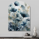 Blue Leaf Foliage And Flowers III - Asymmetric Metal Wall Art