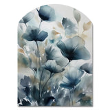 Blue Leaf Foliage And Flowers III - Asymmetric Metal Wall Art