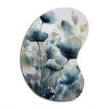 Blue Leaf Foliage And Flowers III - Asymmetric Metal Wall Art