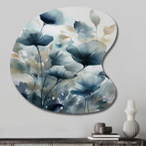 Blue Leaf Foliage And Flowers III - Asymmetric Metal Wall Art