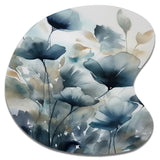 Blue Leaf Foliage And Flowers III - Asymmetric Metal Wall Art