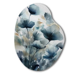 Blue Leaf Foliage And Flowers III - Asymmetric Metal Wall Art