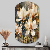 Cream Magnolia Symphony - Asymmetric Metal Wall Art