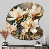 Cream Magnolia Symphony - Asymmetric Metal Wall Art