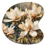 Cream Magnolia Symphony - Asymmetric Metal Wall Art