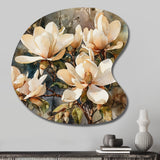 Cream Magnolia Symphony - Asymmetric Metal Wall Art