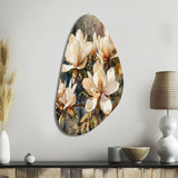 Cream Magnolia Symphony - Asymmetric Metal Wall Art