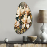 Cream Magnolia Symphony - Asymmetric Metal Wall Art