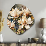 Cream Magnolia Symphony - Asymmetric Metal Wall Art