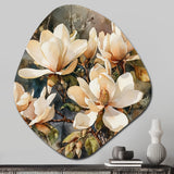 Cream Magnolia Symphony - Asymmetric Metal Wall Art