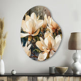 Cream Magnolia Symphony - Asymmetric Metal Wall Art