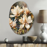 Cream Magnolia Symphony - Asymmetric Metal Wall Art