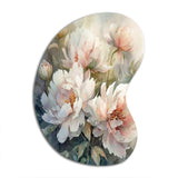 Pink Green Peonies On Branch II - Asymmetric Metal Wall Art