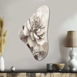 Grey Peonies On Branch II - Asymmetric Metal Wall Art