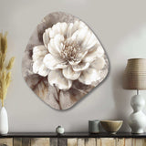 Grey Peonies On Branch III - Asymmetric Metal Wall Art