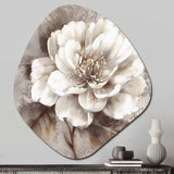 Grey Peonies On Branch III - Asymmetric Metal Wall Art