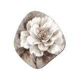 Grey Peonies On Branch III - Asymmetric Metal Wall Art