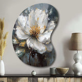 Vibrant White Grey Peony Flower - Asymmetric Metal Wall Art