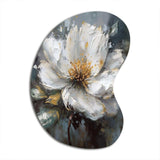 Vibrant White Grey Peony Flower - Asymmetric Metal Wall Art