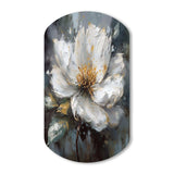 Vibrant White Grey Peony Flower - Asymmetric Metal Wall Art