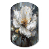 Vibrant White Grey Peony Flower - Asymmetric Metal Wall Art